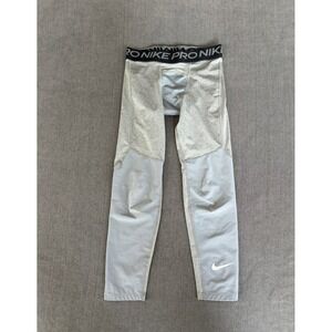 Nike Pro Dri Fit Tights Boys M Gray Compression Training Athletic Active Sports